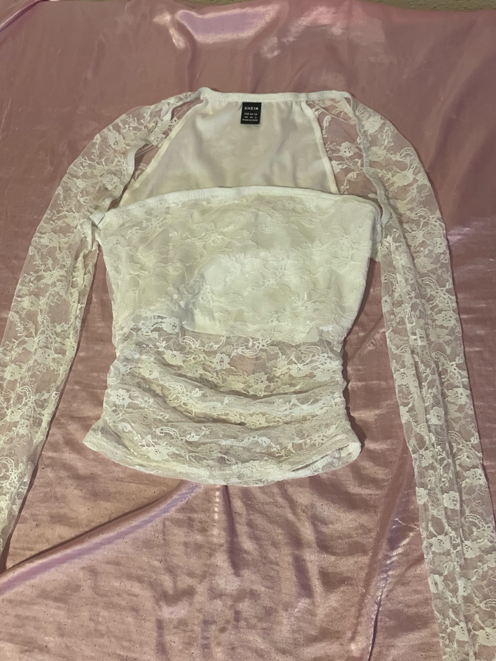 White Sheer Lace Long-Sleeve